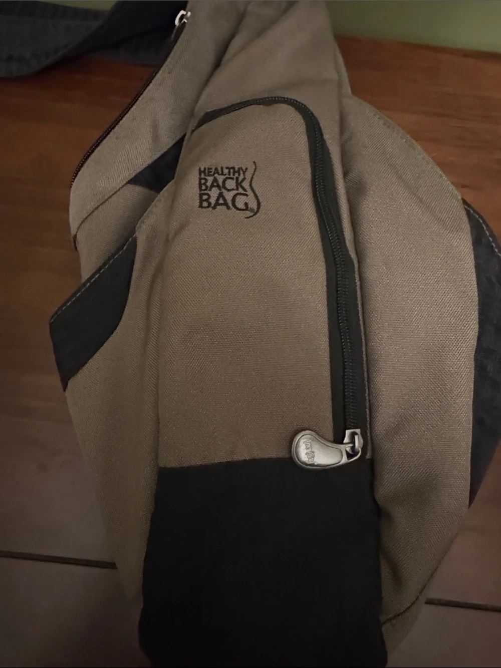 Men's Tan Sling Bag with Black Accents